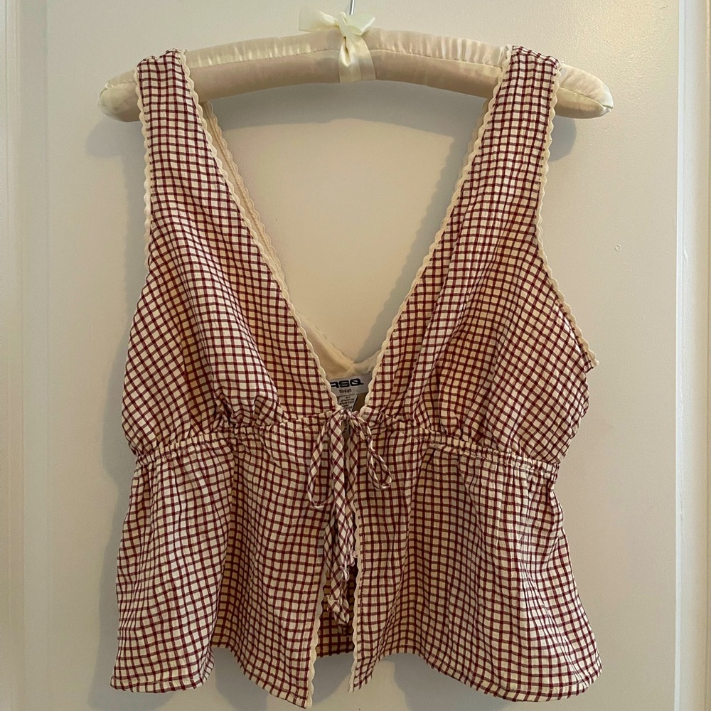 RSQ Red and White Checkered Tank Top